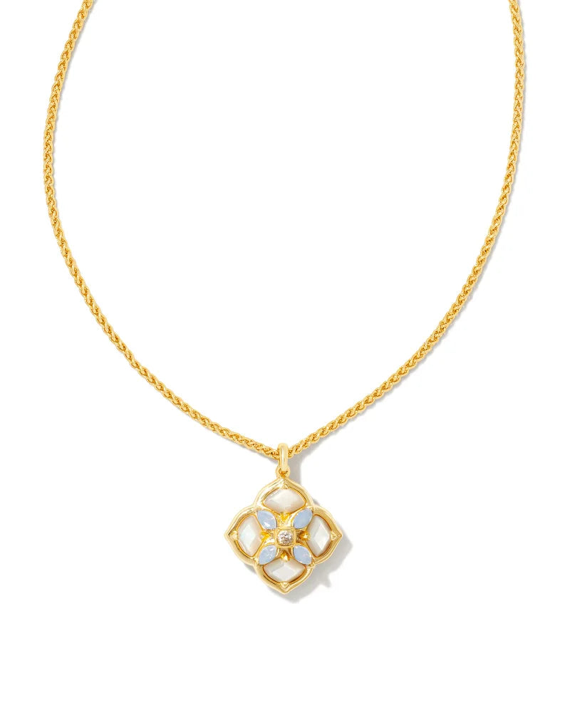 Dira Stone Gold Short Pendant Necklace in Ivory Mix