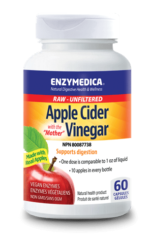 Enzymedica Raw Apple Cider Vinegar with the "Mother" 60 Capsules