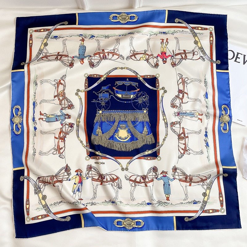 Equestrian Twill Silk Square Scarf-Furbaby Friends Gifts