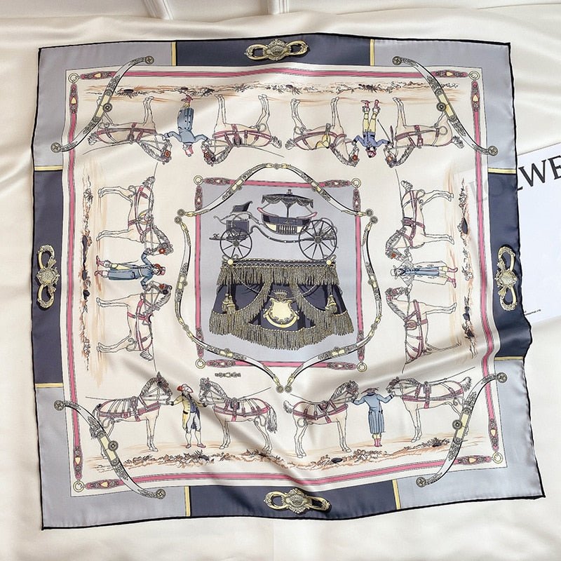 Equestrian Twill Silk Square Scarf-Furbaby Friends Gifts
