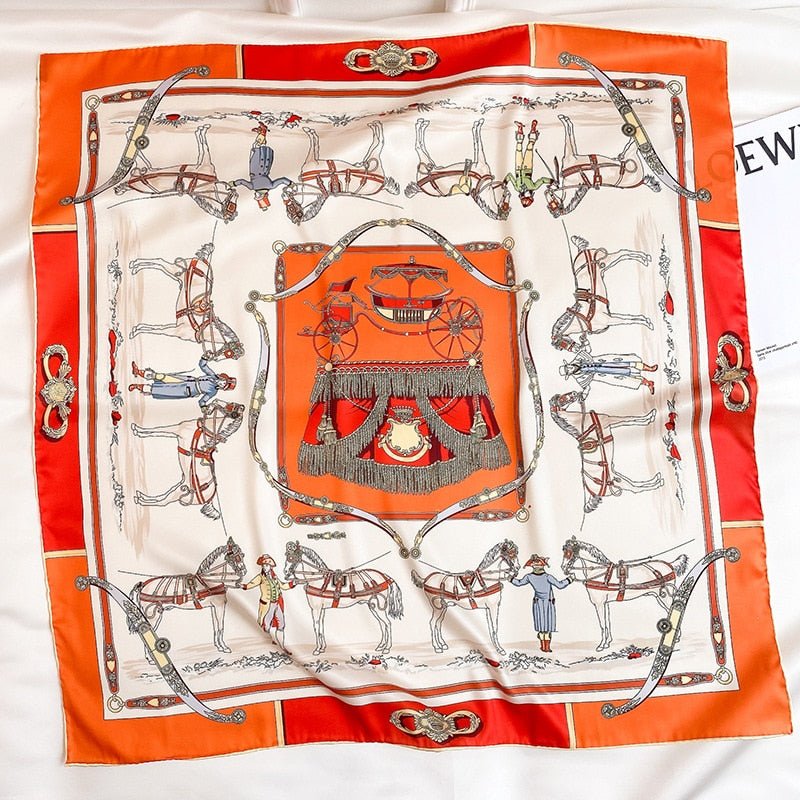 Equestrian Twill Silk Square Scarf-Furbaby Friends Gifts