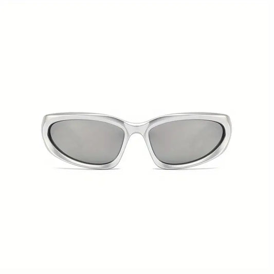Y2K Mirror Lens Fashion Sunglasses For Women Men Cyberpunk Wrap Around Outdoor Glasses For Cycling Fishing