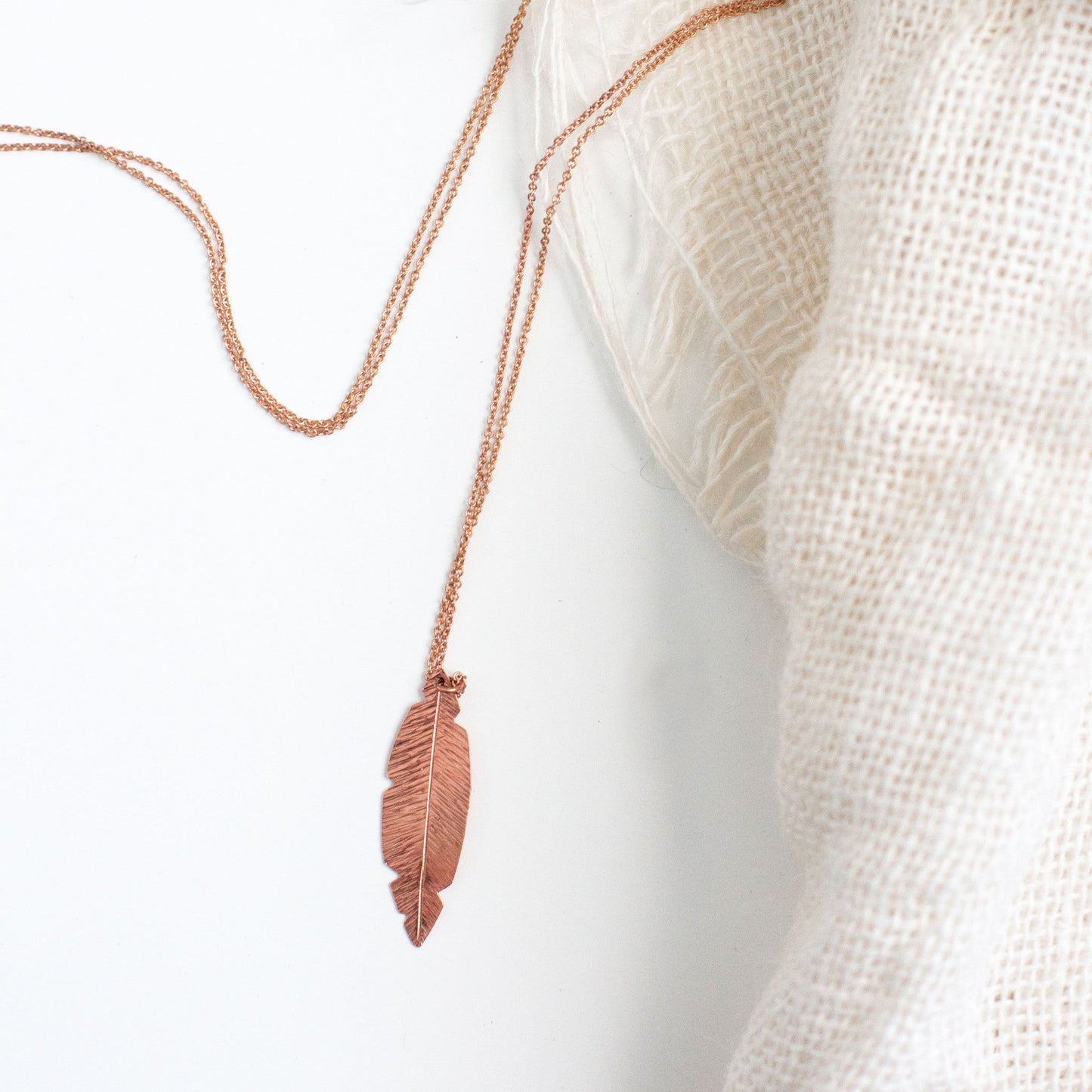 Hand Forged Copper Feather Necklace