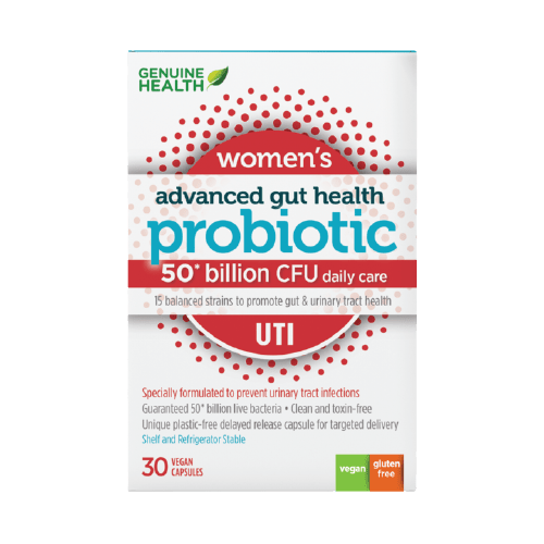 Genuine Health Women's Advanced Gut Health Probiotic 50 billion CFU - UTI 30 Vegan Capsules