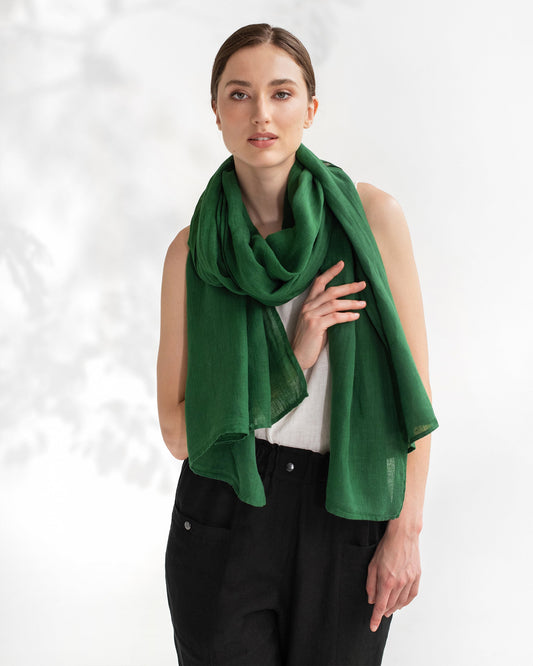 Green linen scarf