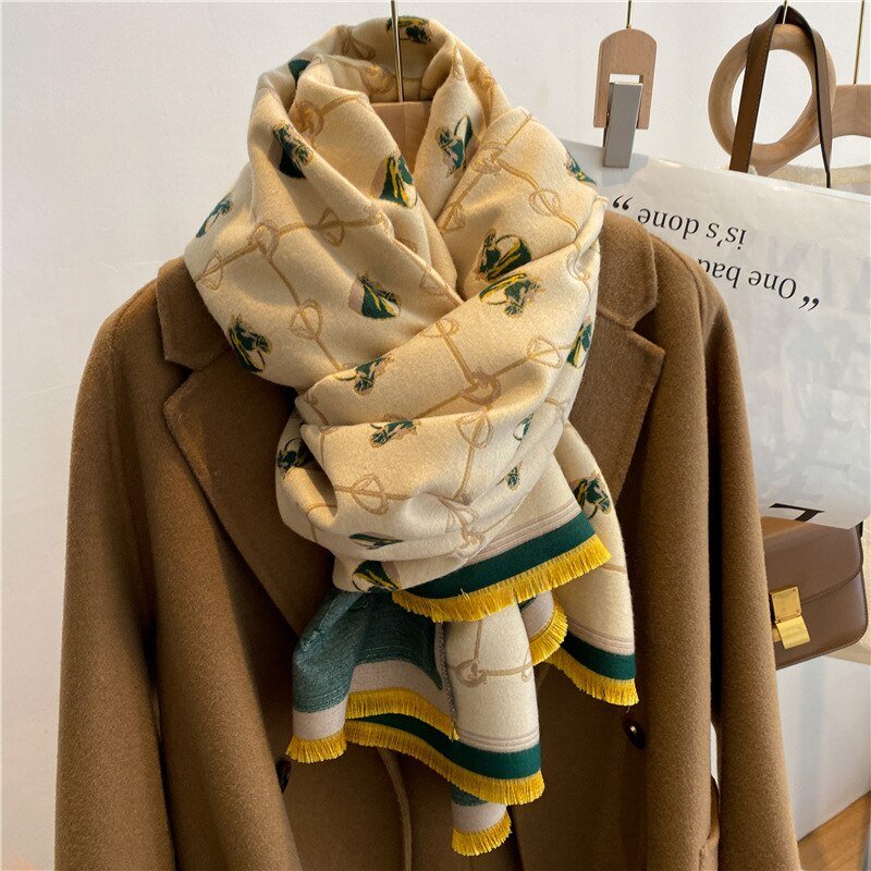 Horse Print Cashmere Soft Pashmina Scarves-Furbaby Friends Gifts