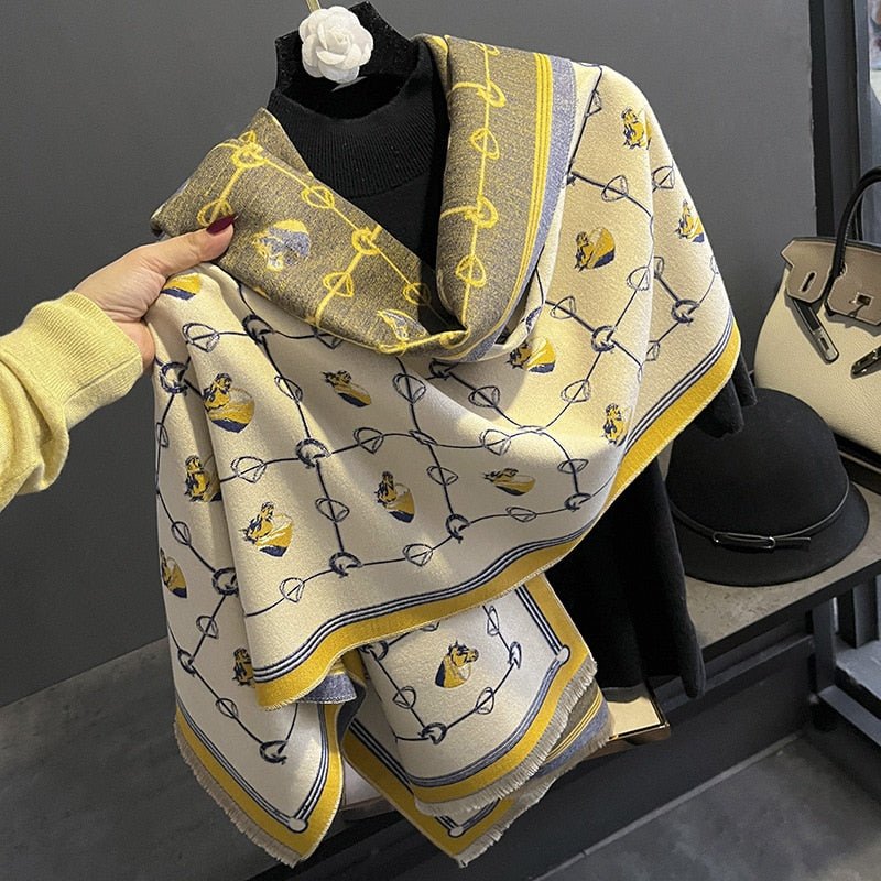 Horse Print Cashmere Soft Pashmina Scarves-Furbaby Friends Gifts