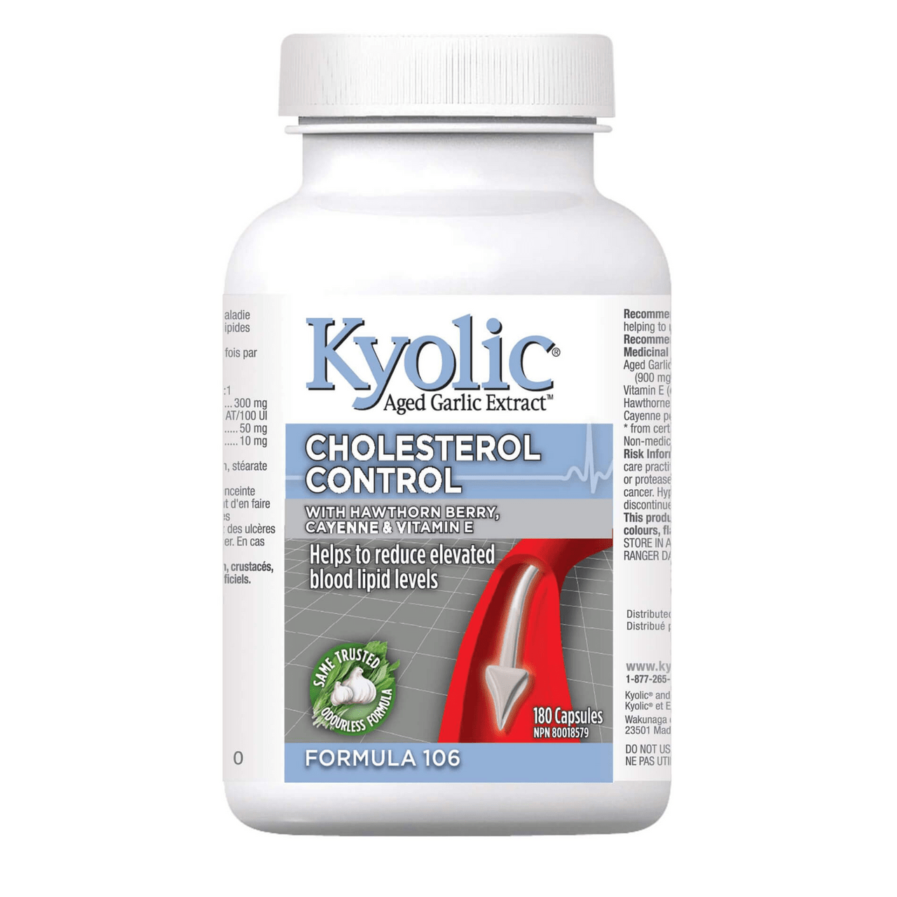 Kyolic Aged Garlic Extract Formula 106 - Cholesterol Control 180 Capsules