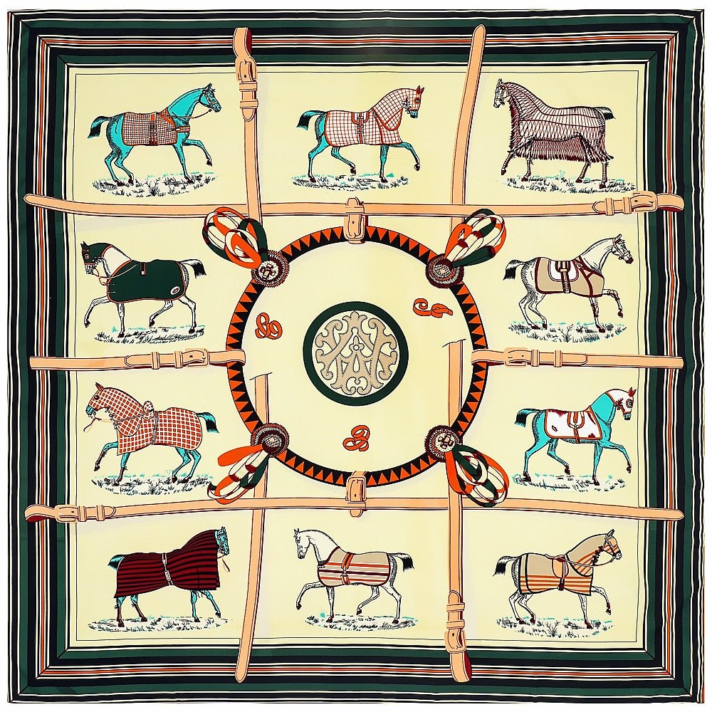 Large Horse Pattern Silk Square Scarves-Furbaby Friends Gifts