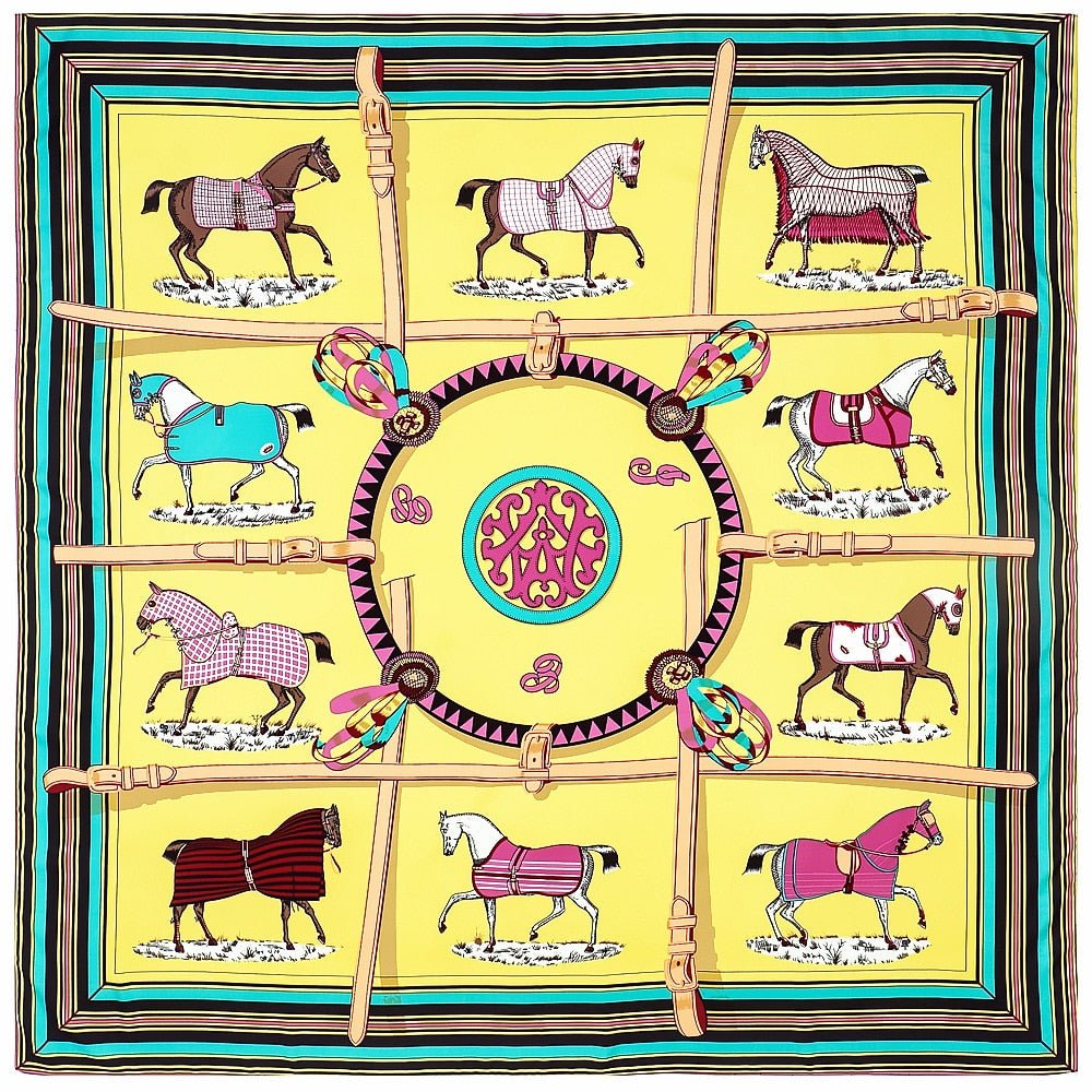 Large Horse Pattern Silk Square Scarves-Furbaby Friends Gifts