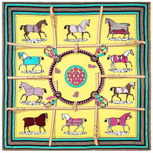 Large Horse Pattern Silk Square Scarves-Furbaby Friends Gifts