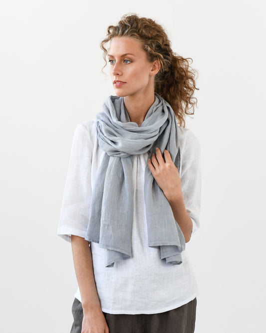 Light gray linen scarf