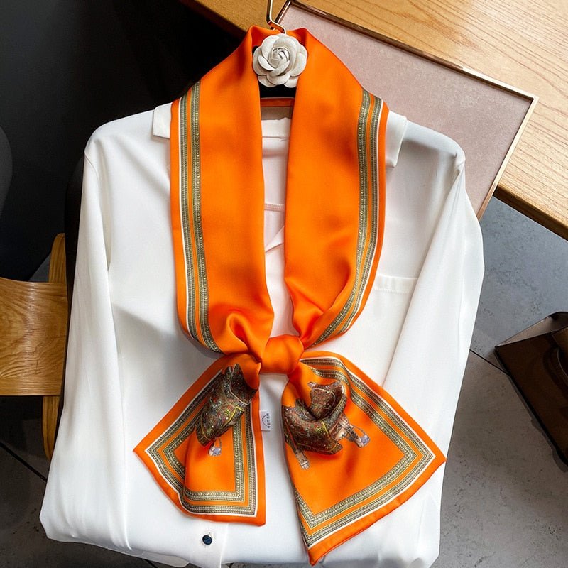 Long Silk Horse Print Scarves-Furbaby Friends Gifts