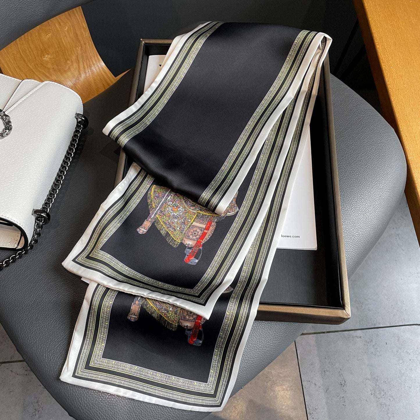 Long Silk Horse Print Scarves-Furbaby Friends Gifts