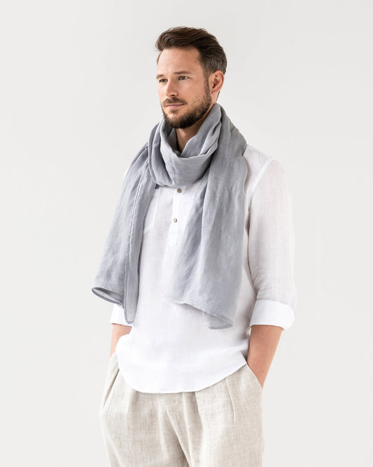 Men's linen scarf in Light gray