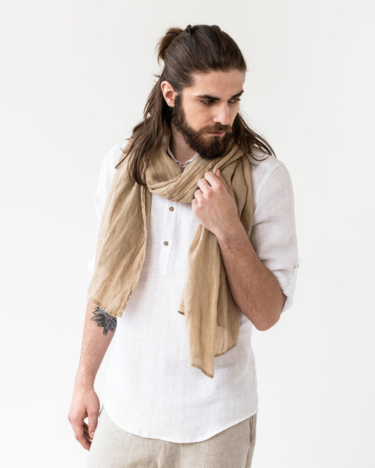 Men's linen scarf in Cappuccino