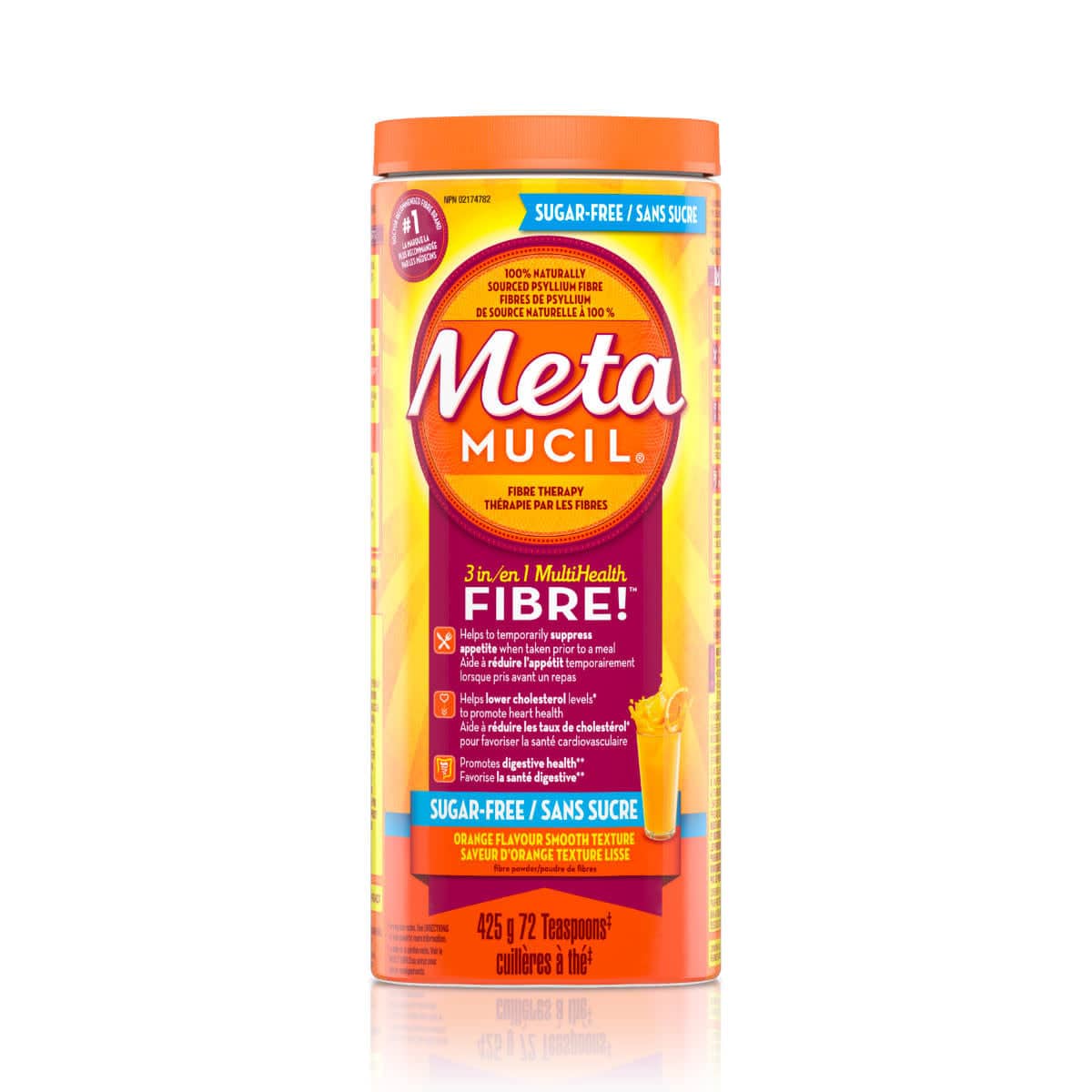 Metamucil 3 in 1 Multihealth Fibre Orange Flavour Smooth Texture Powder - YesWellness.com