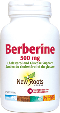 New Roots Herbal Berberine 500mg - Cholesterol and Glucose Support 60 Vegetable Capsules