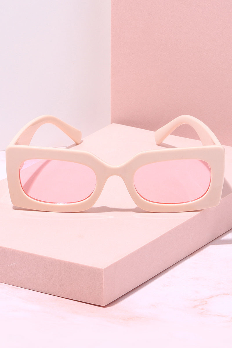 OOO Rectangle Frame Sunglasses Sunglasses Mure + Grand Bone/Pink