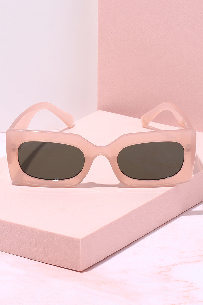 OOO Rectangle Frame Sunglasses Sunglasses Mure + Grand Pink/Green