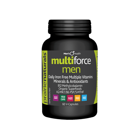 Prairie Naturals Multi-Force for Men Daily Iron-Free Multiple Vitamins, Minerals & Antioxidants 60 V-Capsules
