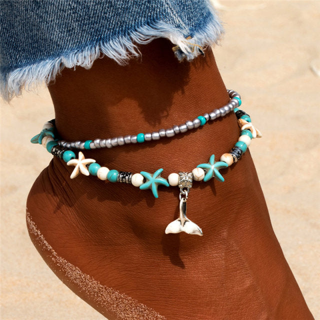 Shell Beads Starfish Anklets