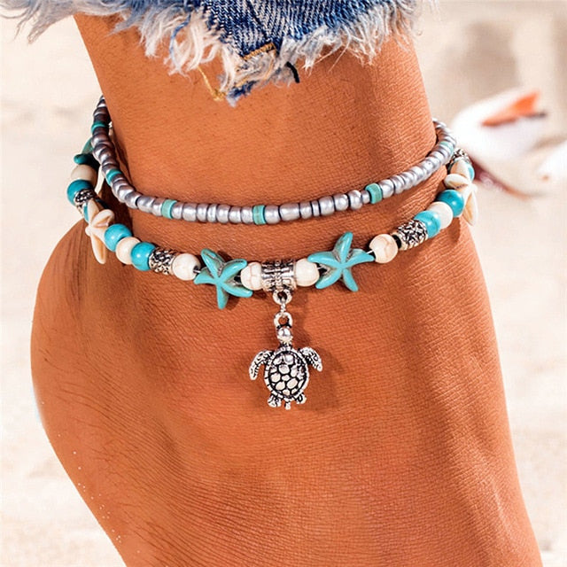 Shell Beads Starfish Anklets