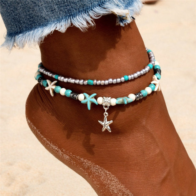 Shell Beads Starfish Anklets