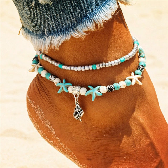 Shell Beads Starfish Anklets