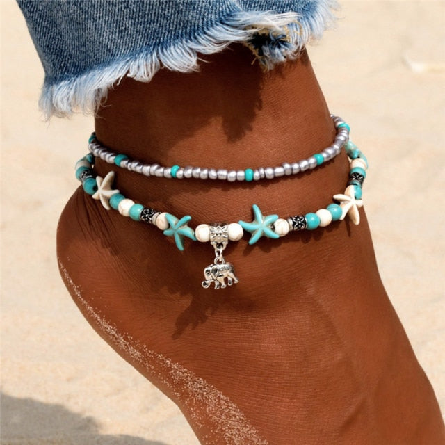 Shell Beads Starfish Anklets