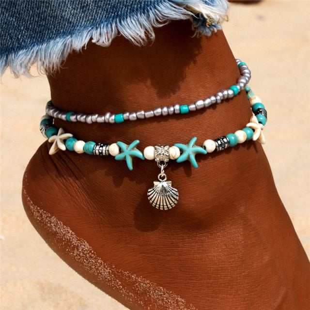 Shell Beads Starfish Anklets