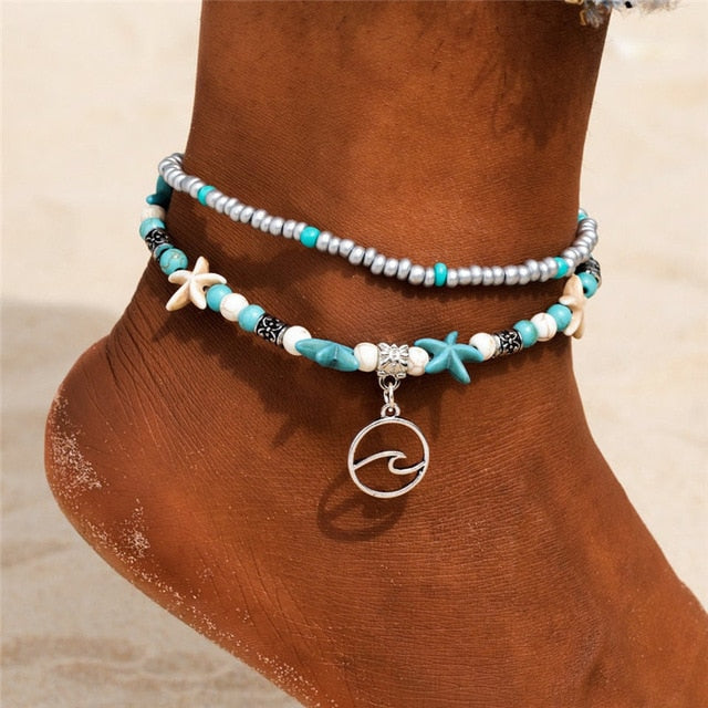 Shell Beads Starfish Anklets