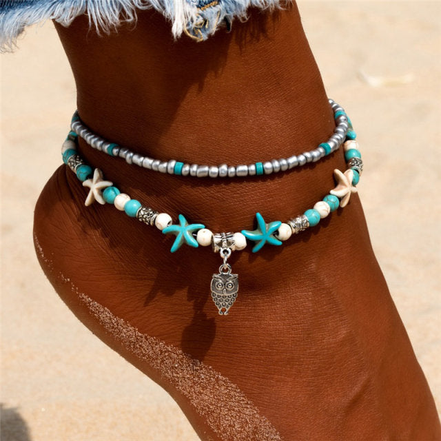 Shell Beads Starfish Anklets