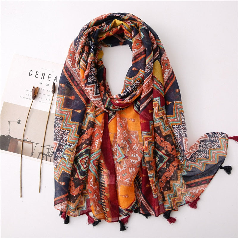 Bohemian Cashew Printed Silk Scarves