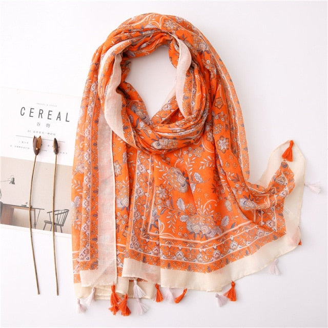 Bohemian Cashew Printed Silk Scarves
