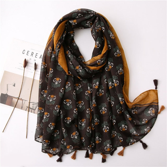 Bohemian Cashew Printed Silk Scarves