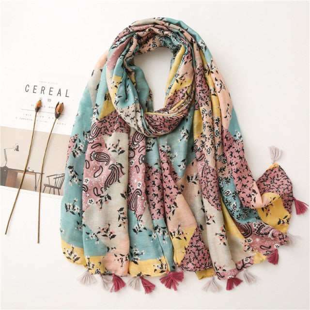Bohemian Cashew Printed Silk Scarves