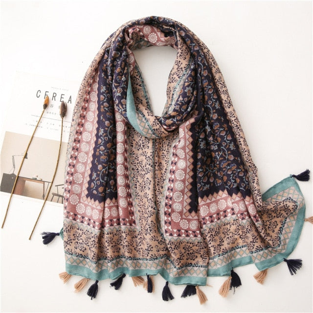 Bohemian Cashew Printed Silk Scarves