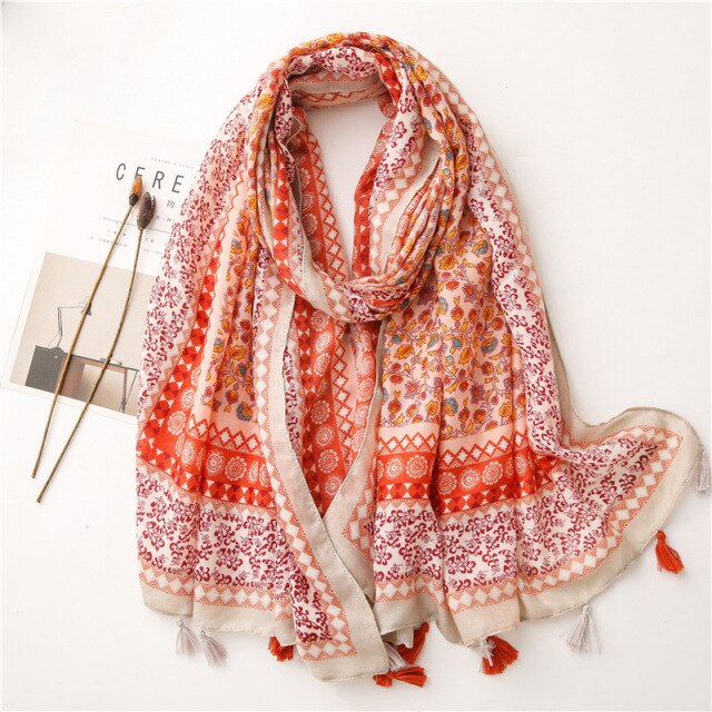 Bohemian Cashew Printed Silk Scarves