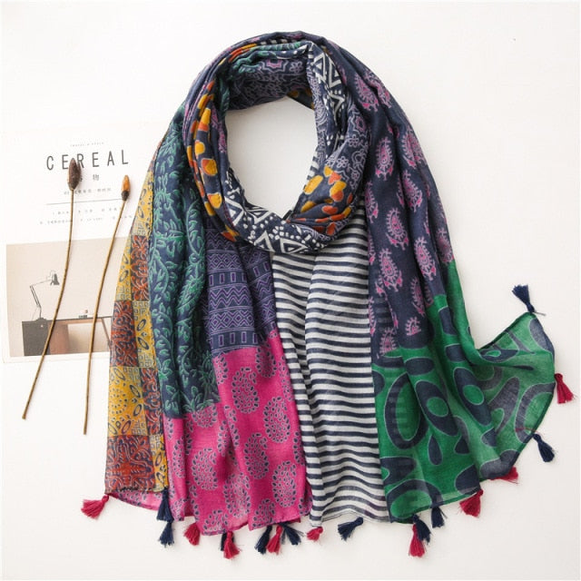 Bohemian Cashew Printed Silk Scarves