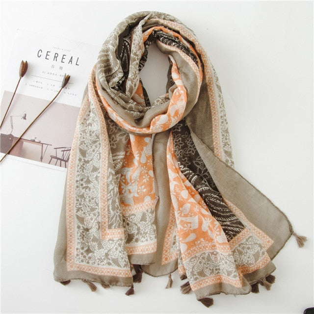 Bohemian Cashew Printed Silk Scarves