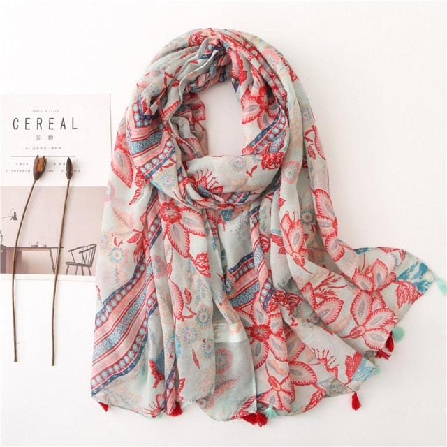 Bohemian Cashew Printed Silk Scarves