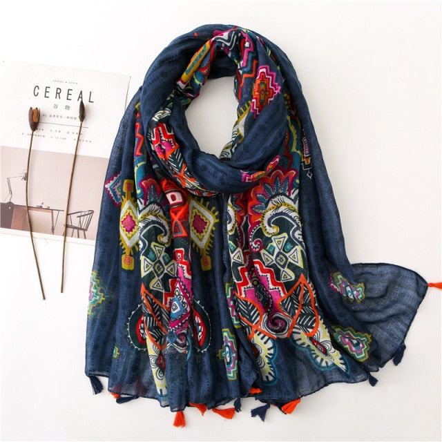 Bohemian Cashew Printed Silk Scarves