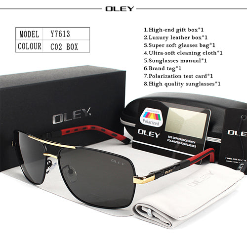 Oley Brand Y7613 Polarized Sunglasses Men Driving Uv400 Sunglasses Oley Y7613 C2 BOX