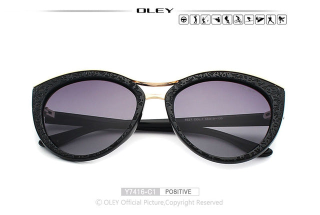 Oley Cat Eye Sunglasses Women Brand Designer Polarized Y7416 Sunglasses Oley Y7416 C1 BOX