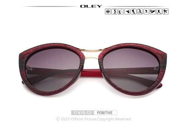 Oley Cat Eye Sunglasses Women Brand Designer Polarized Y7416 Sunglasses Oley Y7416 C2 BOX