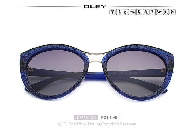 Oley Cat Eye Sunglasses Women Brand Designer Polarized Y7416 Sunglasses Oley Y7416 C3 BOX