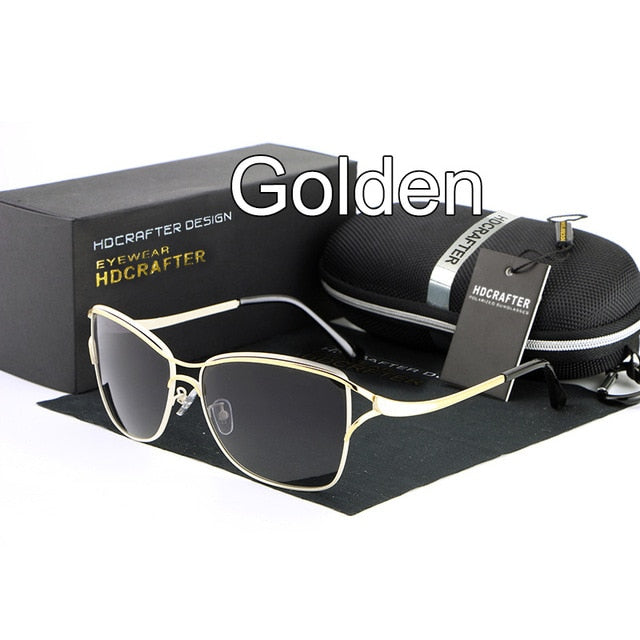 Hdcrafter Brand Women's Square Polarized Cat Eye Sunglasses Driving E020 Sunglasses HdCrafter Sunglasses Gold