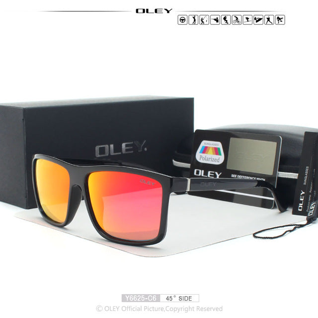 Oley Brand Sunglasses Men Classic Male Square Glasses Driving Travel Eyewear Unisex Y6625 Sunglasses Oley Y6625 C6 BOX