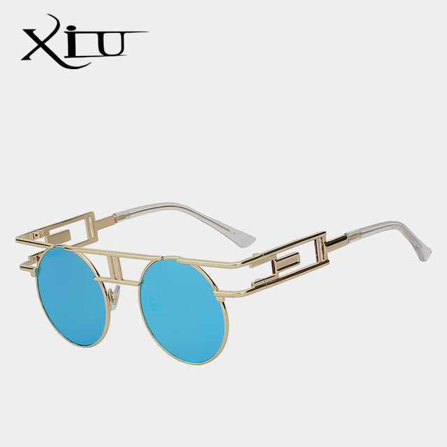 Xiu Brand Men's Steampunk Gothic Sunglasses Women Brand Designer Rose Gold Sunglasses Xiu Gold w Ice Blue miro